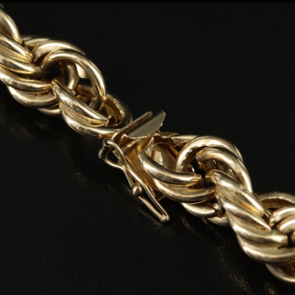 10K Gold 10.6mm 23 Inch Rope Chain - Picture 7 of 8